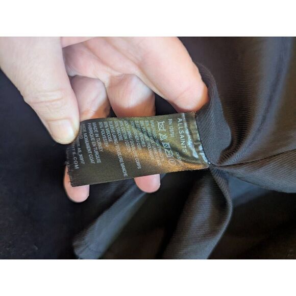 AllSaints Women's Size 6 Black Wool Leather Sleeves Italian Cloth Jacket - Picture 6 of 6